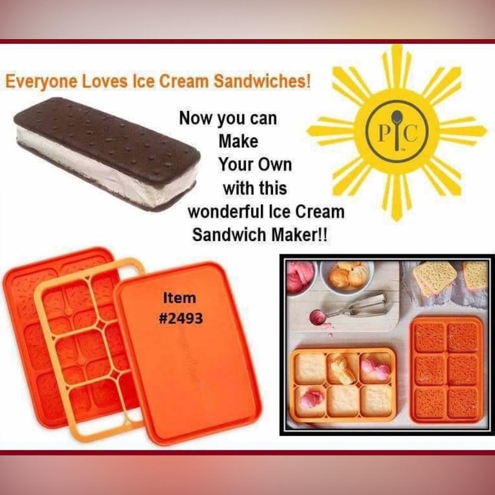 Pampered Chef Ice Cream Sandwich Maker Set - Orange